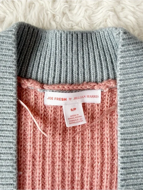 Jillian Harris x Joe Fresh Color Block Open Cardigan Knit Sweater SMALL Cozy - Picture 6 of 7